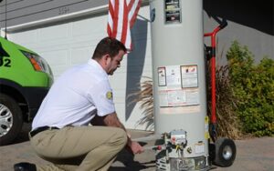 A Professional at Mike Council Plumbing and Rooter performing spring plumbing maintenance services in the San Jose and South Bay, California, area